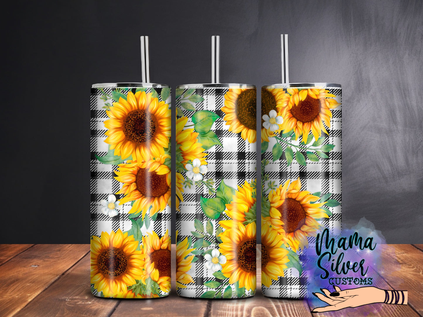 Plaid Sunflower 20oz Skinny Tumbler