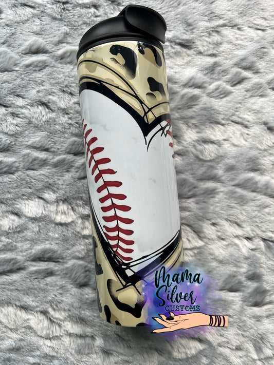 Leopard Baseball Heart Sports 20oz Tumbler