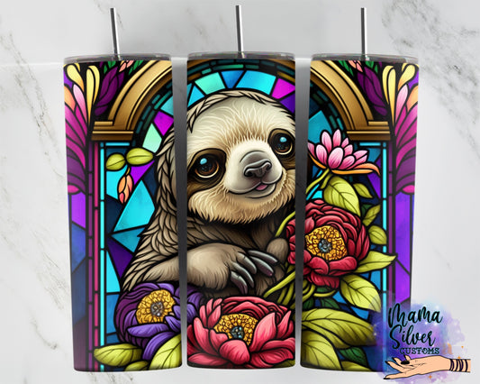 Stain Glass Sloth 20oz Skinny Tumbler